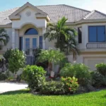 Florida home and front garden on sunny day