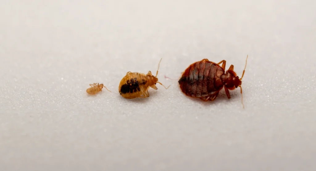 bed bugs in different stages