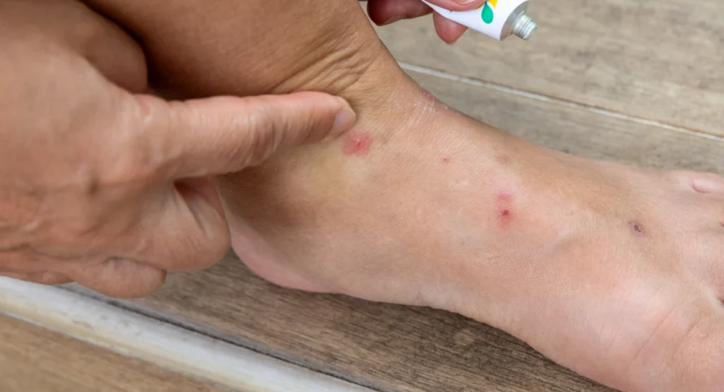 A close-up of tick bites 
