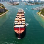 container ship in a river