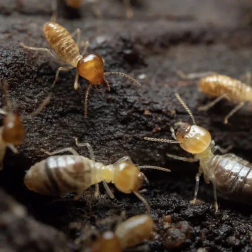 termite mound in wood with many termites