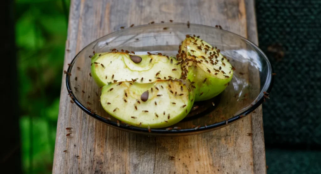 Fruit flies on fermenting apples