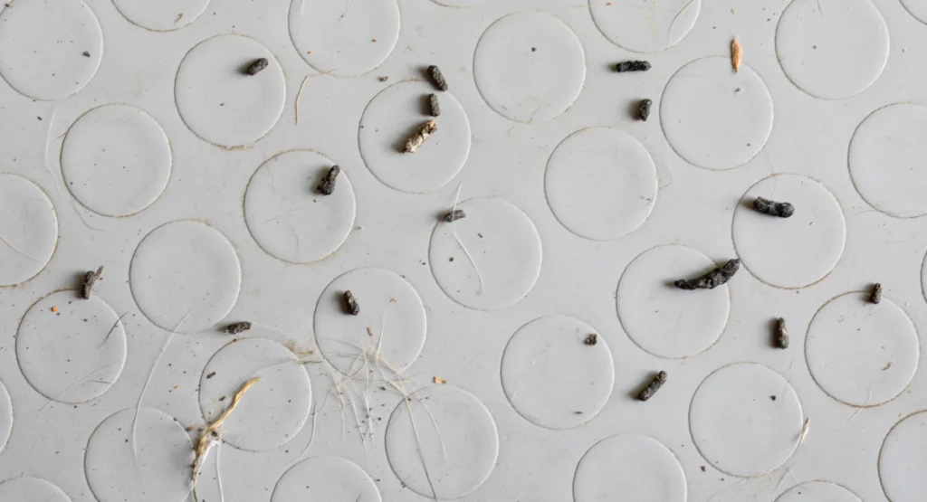 Mouse droppings on a floor