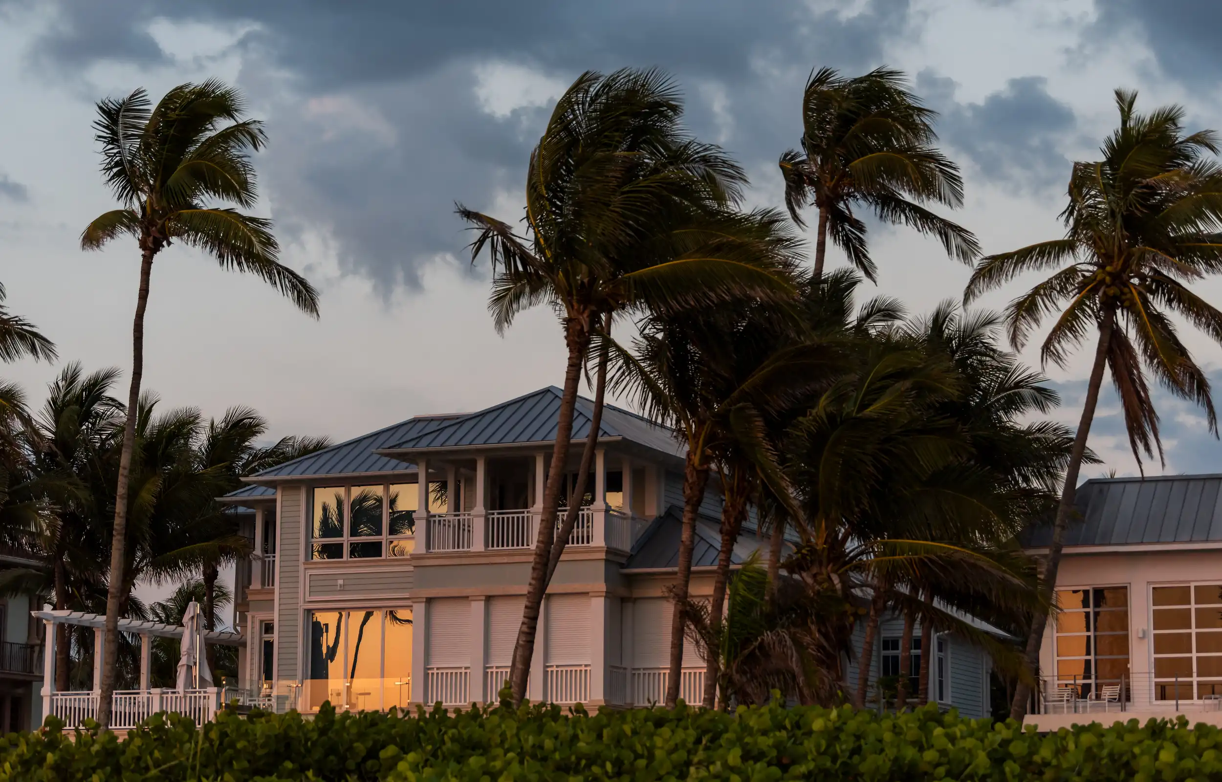 coast home on beachfront during storm