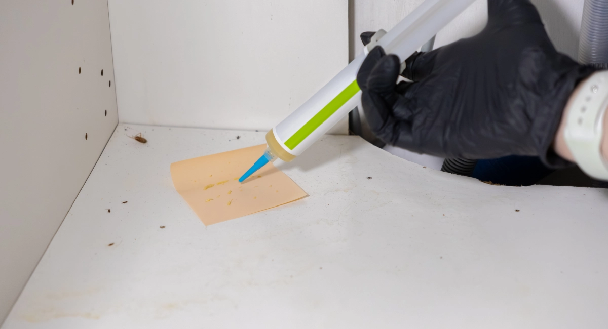 professional applying cockroach bait gel