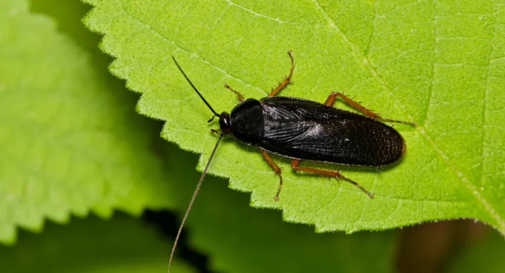 A Smokybrown cockroach perched on a leaf